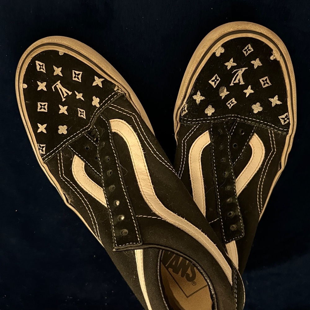Vans Black Custom Slip-On Sneakers